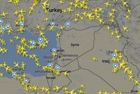 Các máy bay tránh đông Địa Trung Hải và không phận Syria. Đồ họa: Flightradar24.