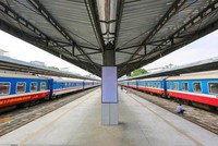 Đoàn tàu của Tổng công ty Đường sắt Việt Nam tại ga Hà Nội. (Ảnh: Minh Sơn/Vietnam+).