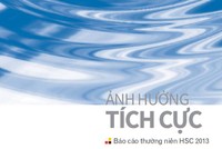 Trang bìa BCTN của HSC với hình ảnh các vòng tròn tạo sóng thể hiện sự lan tỏa tích cực từ các hoạt động của Công ty