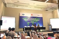 Chị Từ Thu Hiền, Giám đốc MBI Mekong Business Initiative phát biểu tại hội thảo