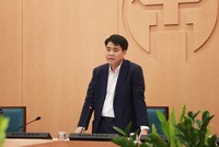 Chủ tịch UBND thành phố Hà Nội Nguyễn Đức Chung tại cuộc họp Ban chỉ đạo phòng chống dịch Covid-19 thành phố Hà Nội chiều 15/4