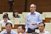 Bí thư Thành uỷ TP.HCM Nguyễn Thiện Nhân phát biểu tại Quốc hội sáng 15/6.