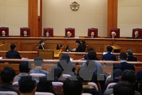 Tòa án Hiến pháp Hàn Quốc mở phiên điều trần đầu tiên về việc luận tội Tổng thống, ngày 3/1. (Nguồn: AFP/TTXVN)