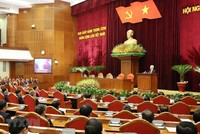 Tổng Bí thư, Chủ tịch nước Nguyễn Phú Trọng phát biểu bế mạc Hội nghị. (Ảnh: Trí Dũng/TTXVN).