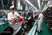 Dây chuyền lắp ráp xe gắn máy tại Công ty TNHH Honda Việt Nam, vốn đầu tư của Nhật Bản tại Vĩnh Phúc. (Ảnh: Danh Lam/TTXVN).