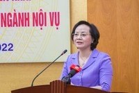 Bộ trưởng Phạm Thị Thanh Trà phát biểu tại Hội nghị trực tuyến toàn quốc sơ kết công tác 6 tháng đầu năm, triển khai nhiệm vụ công tác 6 tháng cuối năm 2022 của ngành nội vụ.
