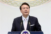 Tổng thống Hàn Quốc Yoon Suk-yeol phát biểu tại Seoul ngày 2/1/2023. (Ảnh: Yonhap/TTXVN)