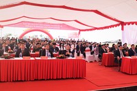 Các đại biểu dự Lễ khởi công Nhà máy Greenworks Thái Bình Việt Nam tại Khu công nghiệp Liên Hà Thái (Khu kinh tế Thái Bình).