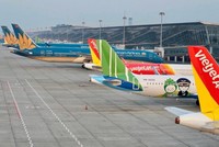 Máy bay của các hãng hàng không tại sân bay Nội Bài. (Ảnh: CTV/Vietnam+)