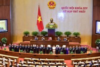 Chính phủ nhiệm kỳ 2016-2021 ra mắt Quốc hội và cử tri cả nước. Ảnh: VGP/Nhật Bắc
