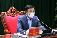 Ông Phạm Xuân Thăng, Bí thư Tỉnh ủy Hải Dương chủ trì hội nghị trực tuyến phòng, chống dịch Covid-19 của Ban Thường vụ Tỉnh ủy ngày 22/02