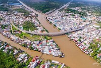 Thành phố Ngã Bảy, tỉnh Hậu Giang nhìn từ trên cao. Ảnh: Lý Anh Lam. Nguồn: Báo Hậu Giang