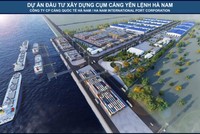 Phối cảnh Dự án đầu tư xây dựng cụm cảng Yên Lệnh - Hà Nam tại bãi sông Hồng.