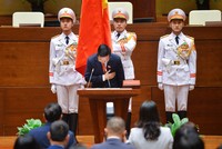 Tân Chủ tịch nước Võ Văn Thưởng trong lễ tuyên thệ nhậm chức.