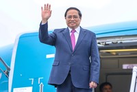 Thủ tướng Phạm Minh Chính lên đường dự Hội nghị Cấp cao ASEAN lần thứ 42 theo lời mời của Tổng thống Cộng hòa Indonesia, Chủ tịch ASEAN 2023 Joko Widodo. Ảnh: VGP/Nhật Bắc