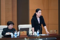 Phó chủ nhiệm Văn phòng Quốc hội Nguyễn Thị Thúy Ngần trình bày báo cáo thẩm tra.