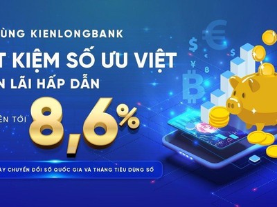 Trong tháng Tiêu dùng số, khách hàng gửi tiết kiệm trực tuyến tại KienlongBank sẽ được hưởng mức lãi suất ưu đãi lên đến 8,6%/năm.