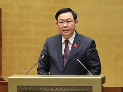 Chủ tịch Quốc hội Vương Đình Huệ phát biểu bế mạc Kỳ họp bất thường lần thứ nhất. (Ảnh: Duy Linh)