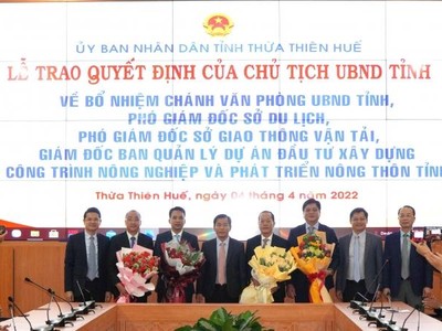 Thừa Thiên Huế điều động, bổ nhiệm lãnh đạo chủ chốt nhiều sở, ngành