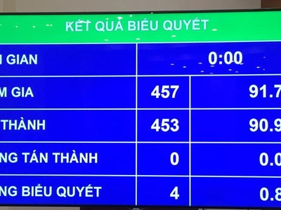 Kết quả biểu quyết phê chuẩn quyết toán ngân sách Nhà nước năm 2020.