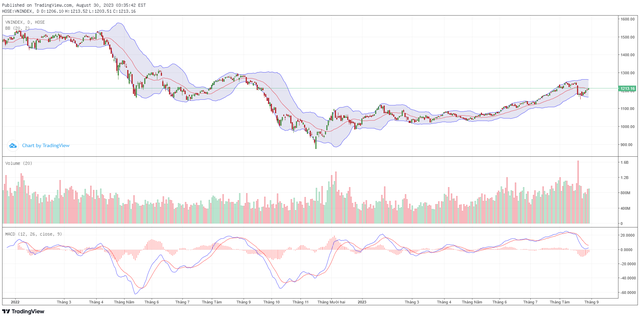 Góc nhìn kỹ thuật phiên giao dịch chứng khoán ngày 31/8: Kiểm định mức hỗ trợ 1.200 điểm 4 Góc nhìn kỹ thuật phiên giao dịch chứng khoán ngày 31/8: Kiểm định mức hỗ trợ 1.200 điểm ảnh 1