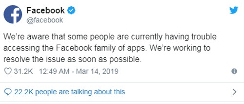 Facebook 'sập' toàn cầu, phải lên Twitter thông báo về sự cố ảnh 2