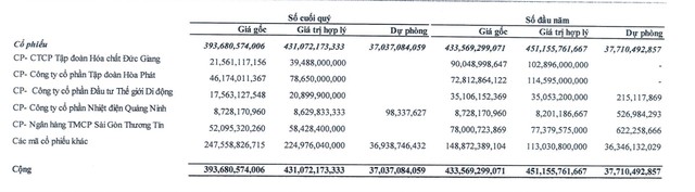 Nhà Đà Nẵng giảm quy mô đầu tư chứng khoán trong quý I/2024