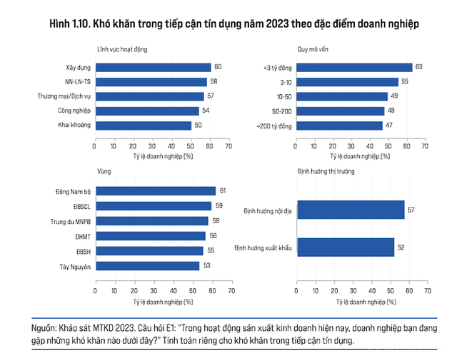 Khó khăn của doanh nghiệp trong tiếp cận tín dụng năm 2023 (Nguồn: PCI 2023)