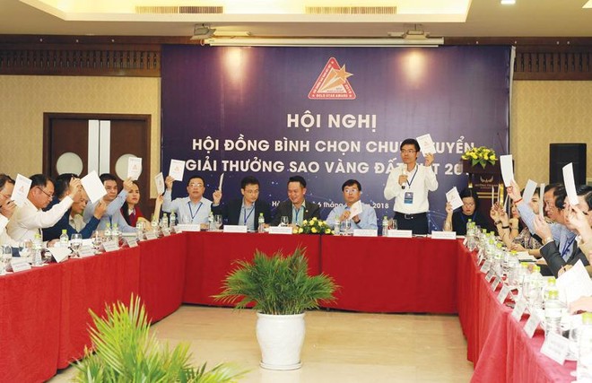Quang cảnh Hội nghị Chung tuyển giải thưởng Sao Vàng đất Việt năm 2018 vừa diễn ra tại Hà Nội