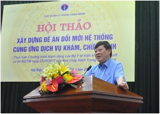 Thứ trưởng thường trực Bộ Y tế Nguyễn Viết Tiến phát biểu tại Hội thảo.