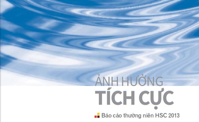 Trang bìa BCTN của HSC với hình ảnh các vòng tròn tạo sóng thể hiện sự lan tỏa tích cực từ các hoạt động của Công ty
