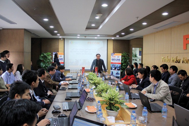 Ông Phạm Việt Khoa, Chủ tịch HĐQT FECON phát biểu tại Lễ vận hành hệ thống quản trị SAP ERP