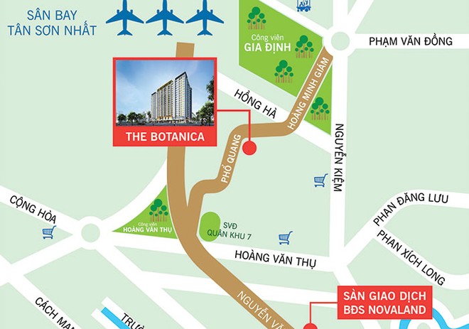 The Botanica sở hữu vị trí lý tưởng ngay trung tâm quận Tân Bình, rất gần sân bay và 2 công viên lớn của TP. HCM