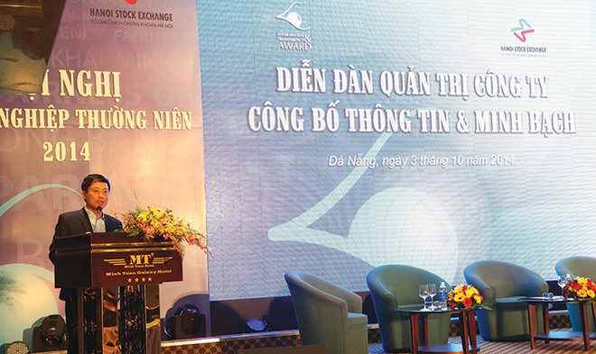 Chủ tịch HNX Trần Văn Dũng khai mạc chương trình Công bố thông tin và minh bạch tại HNX năm 2014