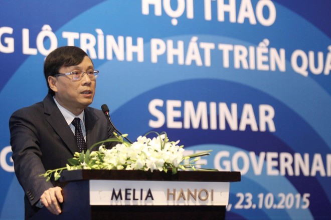 Chủ tịch UBCK Vũ Bằng phát biểu khai mạc Hội thảo Xây dựng lộ trình phát triển quản trị công ty