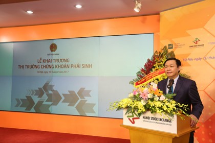 Phó Thủ tướng Vương Đình Huệ phát biểu tại lễ khai trương thị trường chứng khoán phái sinh