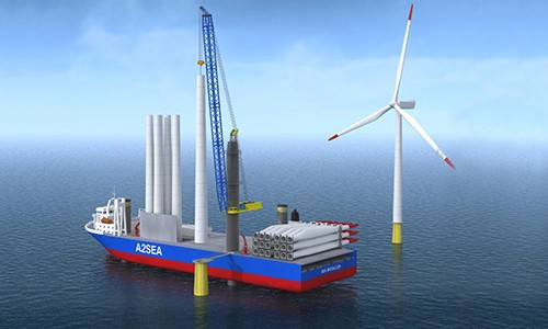 Trung Quốc xuất xưởng siêu tàu lắp đặt turbine gió trên biển