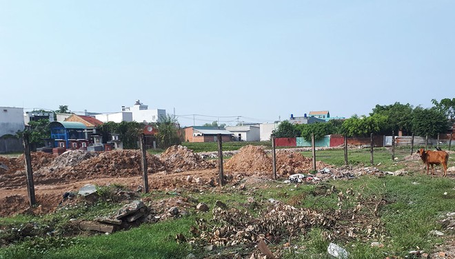 Một lô đất nông nghiệp đang được san lấp để phân lô bán nền tại xã Vĩnh Lộc B, huyện Bình Chánh, TP.HCM.