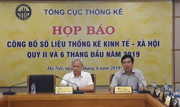 Họp báo công bố số liệu thống kê kinh tế - xã hội quý 2 và 6 tháng đầu năm 2019 tại Hà Nội - Ảnh: L.THANH
