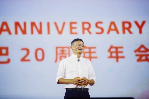 Jack Ma phát biểu tại lễ kỷ niệm 20 năm thành lập Alibaba diễn ra vào ngày 10/9 tại tỉnh Chiết Giang, Trung Quốc. Ảnh: AFP.