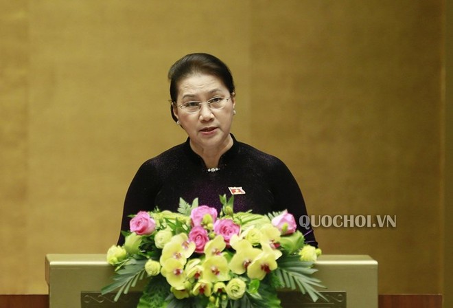 Chủ tịch Quốc hội Nguyễn Thị Kim Ngân phát biểu bế mạc kỳ họp thứ 8 Quốc hội khóa XIV