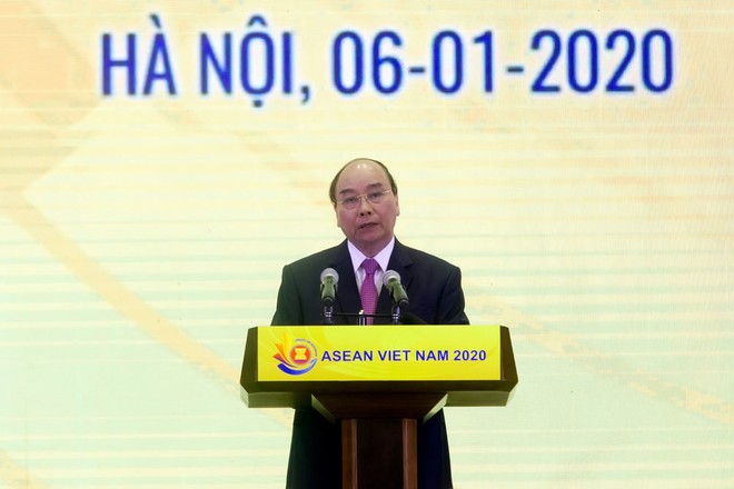 Thủ tướng Chính phủ Nguyễn Xuân Phúc chủ trì Lễ khởi động năm ASEAN 2020 (Ảnh: Chí Cường)
