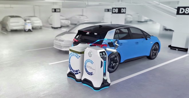 Robot có thể tự động tìm và chạy đến sạc điện cho ô tô