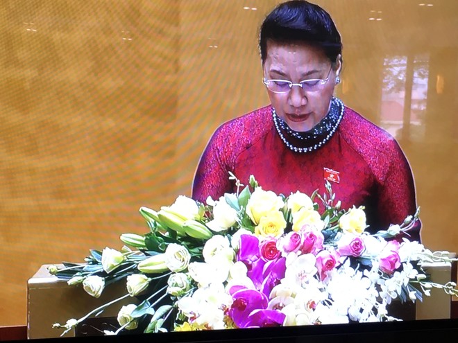 Chủ tịch Quốc hội Nguyễn Thị Kim Ngân phát biểu khai mạc kỳ họp. 