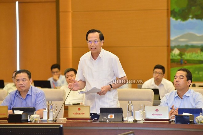 Bộ trưởng Bộ Lao động - Thương binh và xã hội Đào Ngọc Dung phát biểu tại phiện họp.