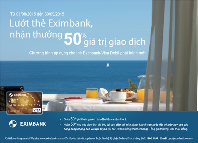 Ưu đãi dành cho chủ thẻ Eximbank Visa Debit