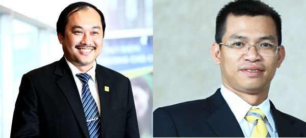 Ông Trần Ngô Phúc Vũ (trái) và ông Trần Ngọc Tâm (phải) thông báo rút khỏi danh sách ứng cử HĐQT Eximbank