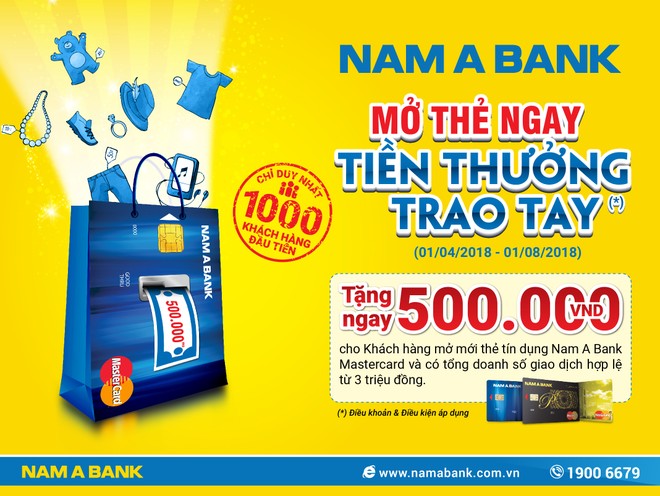 Mở thẻ tín dụng Nam A Bank Mastercard được nhận quà
