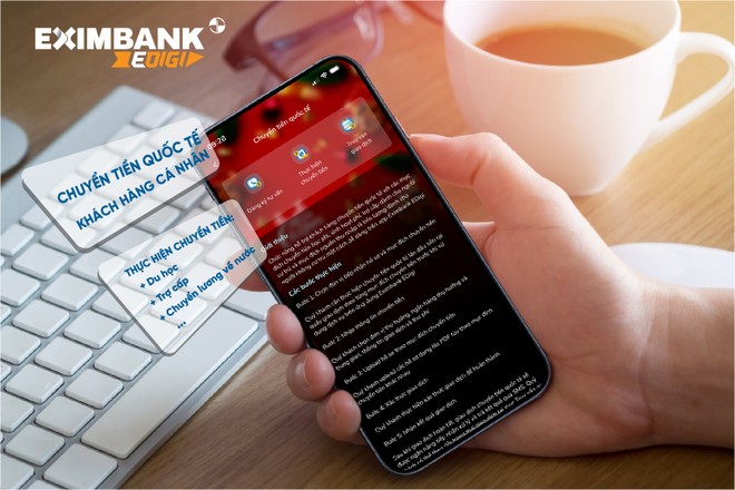 Eximbank chuyển tiền quốc tế online trên App Eximbank Edigi