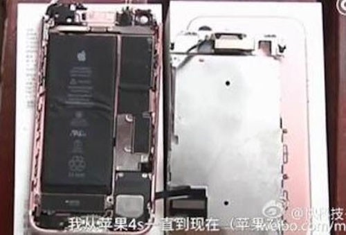 Hình ảnh được cho là iPhone 7 phát nổ, thân máy bị tách đôi. Ảnh: People.cn.